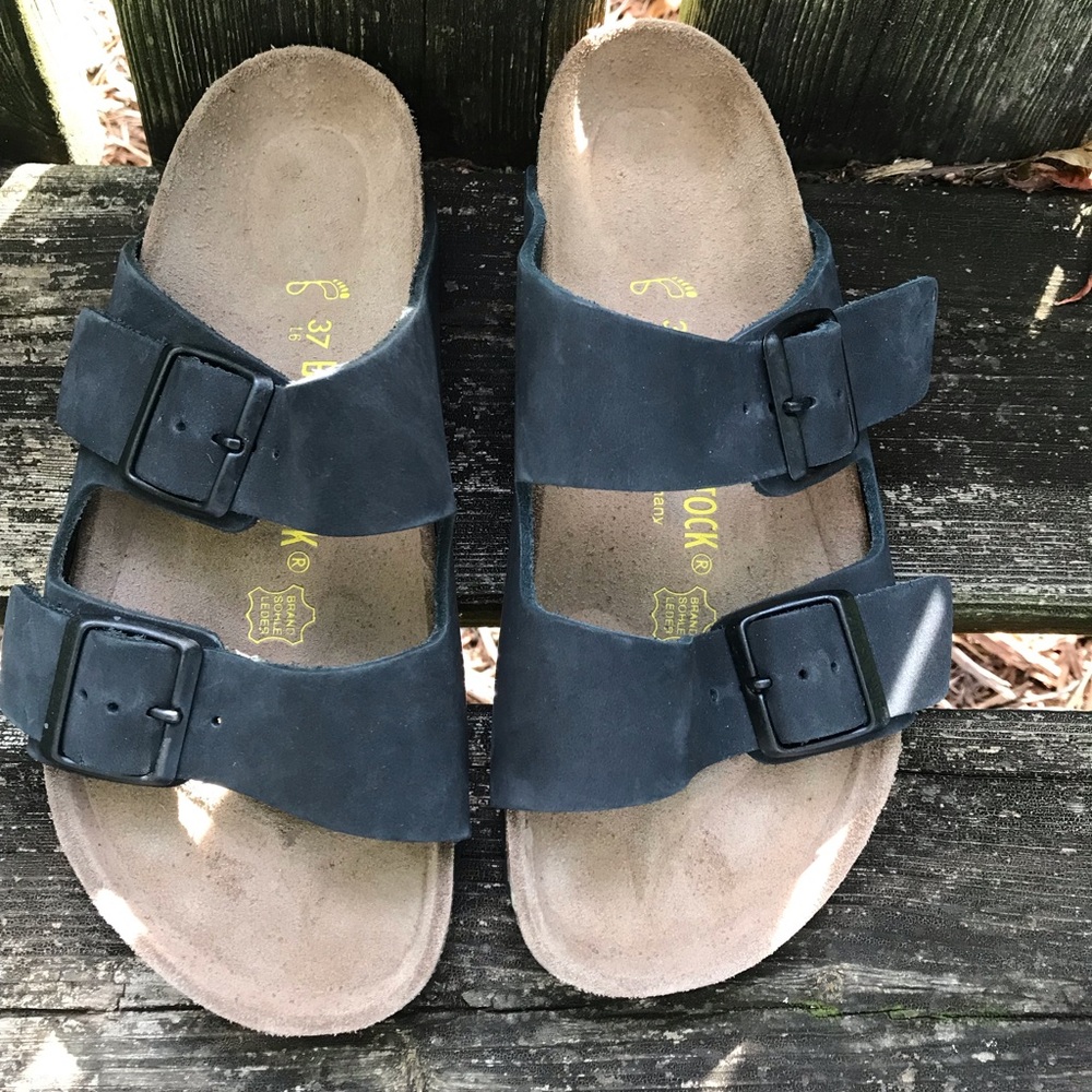 Black Nubuck Arizona Birkenstock Sandals 37R